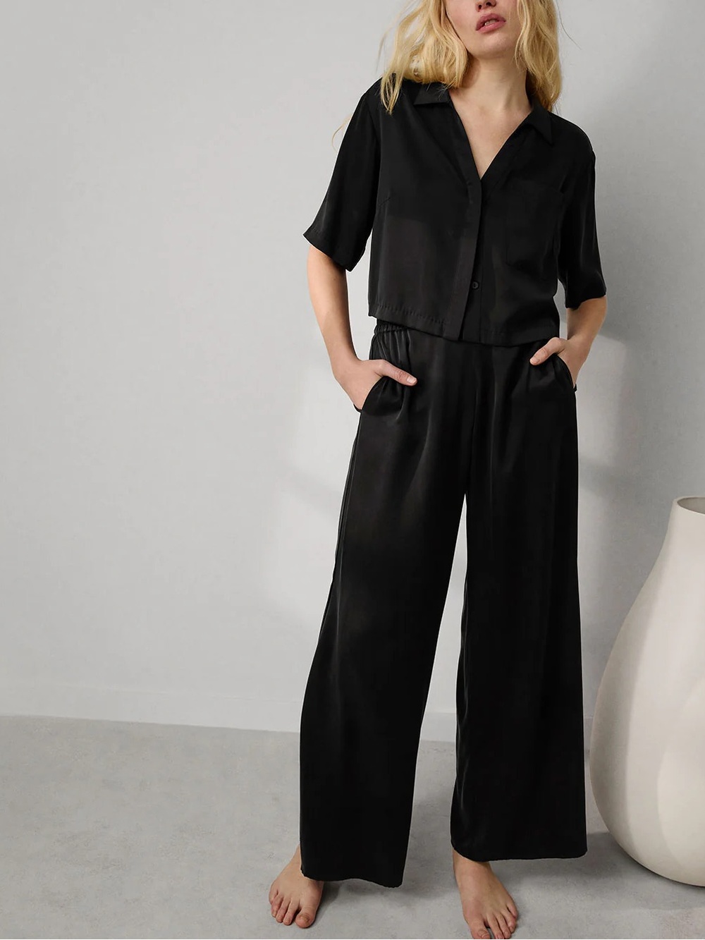 LUNYA Matching Set - Washable Silk High Rise Pant Set, 100% Mulberry Silk, XS